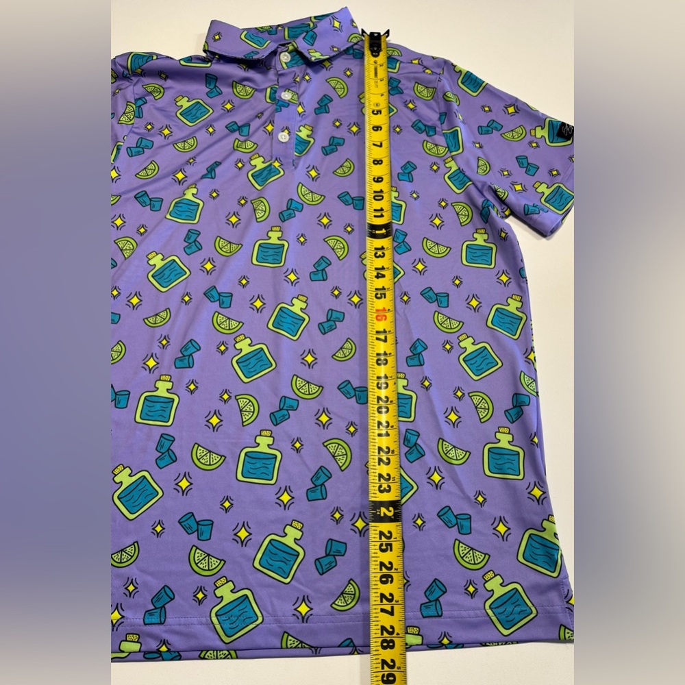 Sunday Swagger Golf Polo Tequila All Over Print Size Medium Stretch - Picture 8 of 8